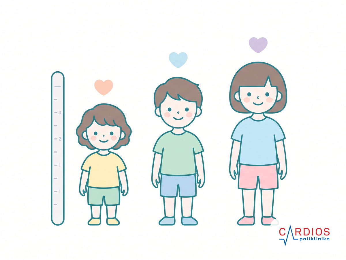 Normalan krvni pritisak kod dece po uzrastu (tabela) 1 Ilustracija dece različite visine, pritisak se tumači prema visini i uzrastu
